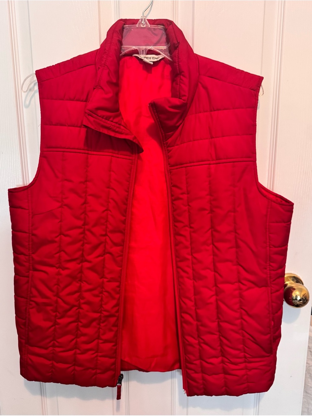 Lands' End Bright Red Quilted Puffer Vest